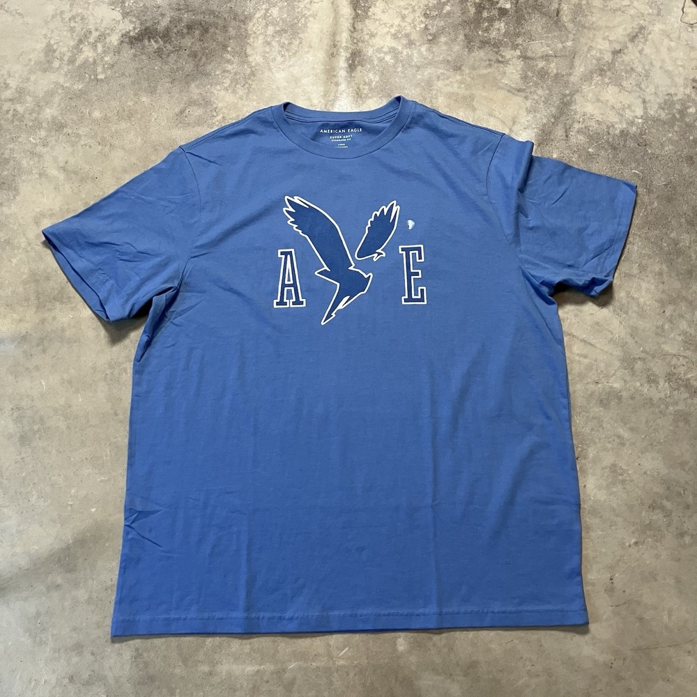 American Eagle Shirt Mens Size Large Blue Logo Graphic Tee Short Sleeve Soft